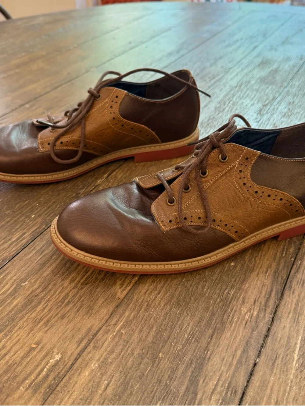 Kenneth Cole Reaction Spencer‎ Racer Brown Leather Oxford Shoes Men's Size 8